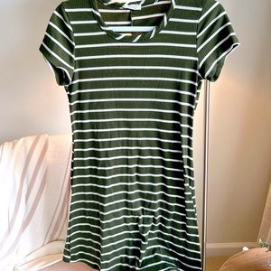 EUC Hunter Green Striped Mini Dress